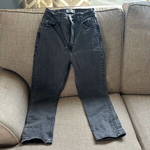 Abercrombie Ankle Straight, Ultra High Rise Black Women's Jeans